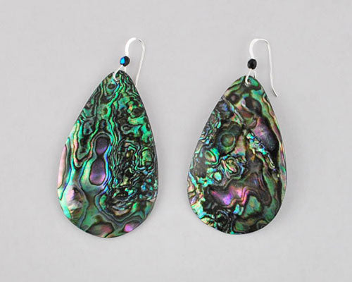 Green abalone teardrop earrings (50mm)