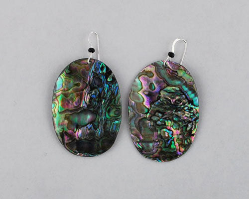 Green abalone oval earrings 50mm