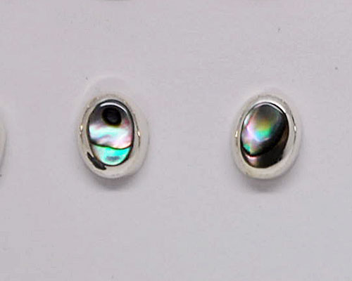 Sterling Silver Abalone Stud Oval SS009