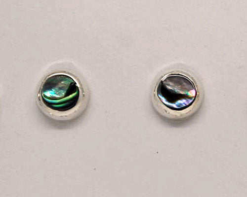Sterling Silver Abalone Stud Round SS010