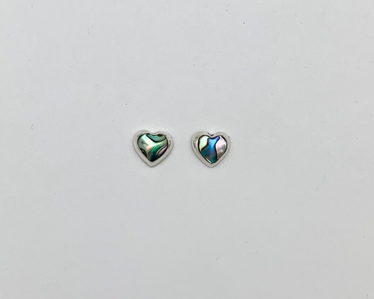 Sterling Silver Abalone Stud Heart