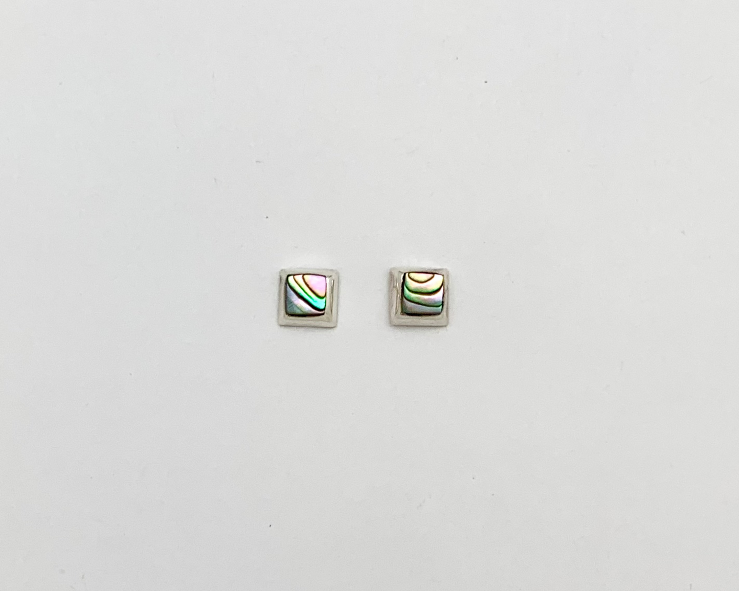 Sterling Silver Abalone Stud Square