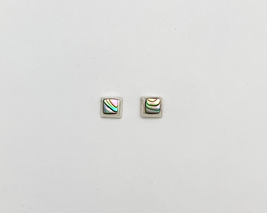Sterling Silver Abalone Stud Square